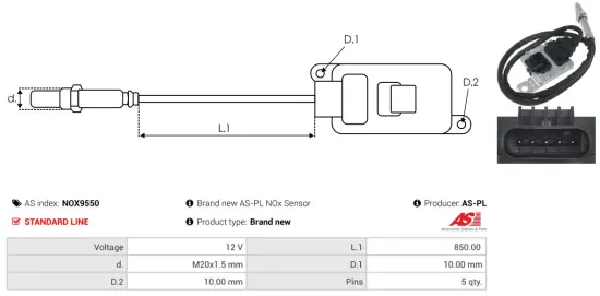 NOx-Sensor, Harnstoffeinspritzung 12 V AS-PL NOX9550 Bild NOx-Sensor, Harnstoffeinspritzung 12 V AS-PL NOX9550