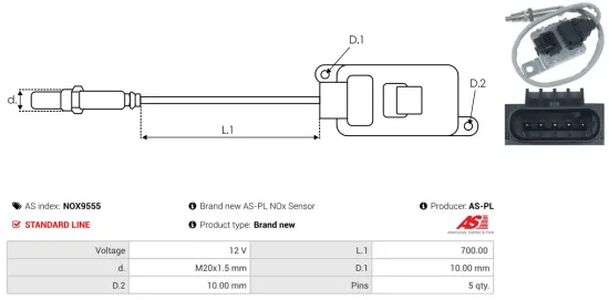 NOx-Sensor, Harnstoffeinspritzung 12 V AS-PL NOX9555 Bild NOx-Sensor, Harnstoffeinspritzung 12 V AS-PL NOX9555