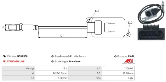 NOx-Sensor, Harnstoffeinspritzung 12 V AS-PL NOX9558 Bild NOx-Sensor, Harnstoffeinspritzung 12 V AS-PL NOX9558