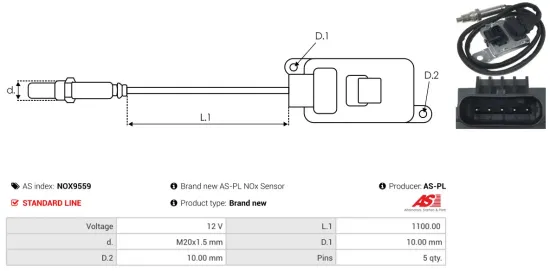 NOx-Sensor, Harnstoffeinspritzung 12 V AS-PL NOX9559 Bild NOx-Sensor, Harnstoffeinspritzung 12 V AS-PL NOX9559