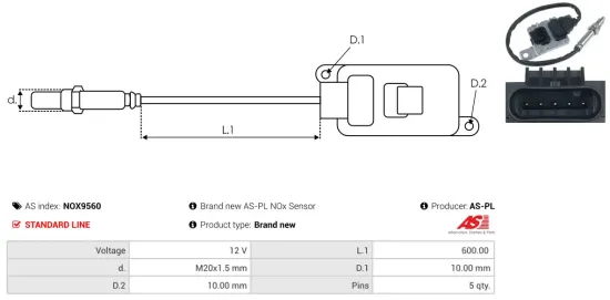 NOx-Sensor, Harnstoffeinspritzung 12 V AS-PL NOX9560 Bild NOx-Sensor, Harnstoffeinspritzung 12 V AS-PL NOX9560