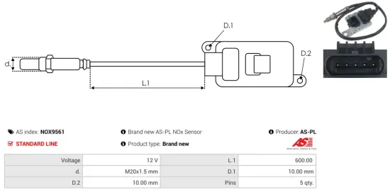NOx-Sensor, Harnstoffeinspritzung 12 V AS-PL NOX9561 Bild NOx-Sensor, Harnstoffeinspritzung 12 V AS-PL NOX9561