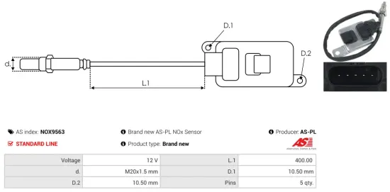NOx-Sensor, Harnstoffeinspritzung 12 V AS-PL NOX9563 Bild NOx-Sensor, Harnstoffeinspritzung 12 V AS-PL NOX9563