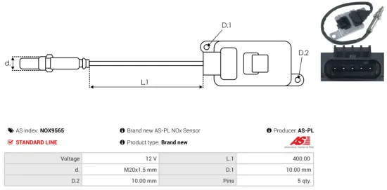 NOx-Sensor, Harnstoffeinspritzung 12 V AS-PL NOX9565 Bild NOx-Sensor, Harnstoffeinspritzung 12 V AS-PL NOX9565