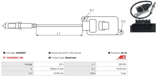 NOx-Sensor, Harnstoffeinspritzung 24 V AS-PL NOX9567 Bild NOx-Sensor, Harnstoffeinspritzung 24 V AS-PL NOX9567
