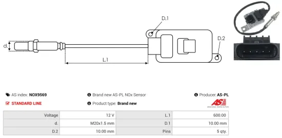 NOx-Sensor, Harnstoffeinspritzung 12 V AS-PL NOX9569 Bild NOx-Sensor, Harnstoffeinspritzung 12 V AS-PL NOX9569