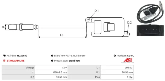 NOx-Sensor, Harnstoffeinspritzung 12 V AS-PL NOX9570 Bild NOx-Sensor, Harnstoffeinspritzung 12 V AS-PL NOX9570