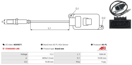 NOx-Sensor, Harnstoffeinspritzung 12 V AS-PL NOX9571 Bild NOx-Sensor, Harnstoffeinspritzung 12 V AS-PL NOX9571