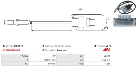 NOx-Sensor, Harnstoffeinspritzung 12 V AS-PL NOX9573 Bild NOx-Sensor, Harnstoffeinspritzung 12 V AS-PL NOX9573