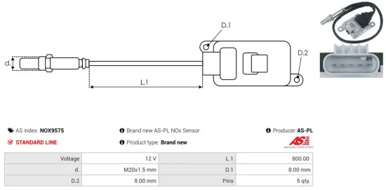 NOx-Sensor, Harnstoffeinspritzung 12 V AS-PL NOX9575 Bild NOx-Sensor, Harnstoffeinspritzung 12 V AS-PL NOX9575