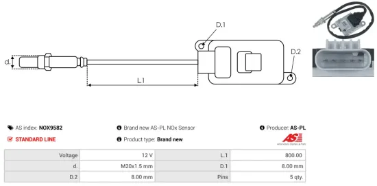 NOx-Sensor, Harnstoffeinspritzung 12 V AS-PL NOX9582 Bild NOx-Sensor, Harnstoffeinspritzung 12 V AS-PL NOX9582