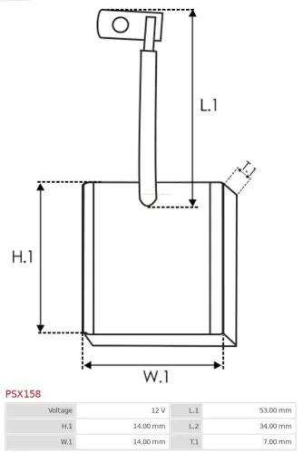 Kohlebürste, Starter 12 V AS-PL PSX158 Bild Kohlebürste, Starter 12 V AS-PL PSX158