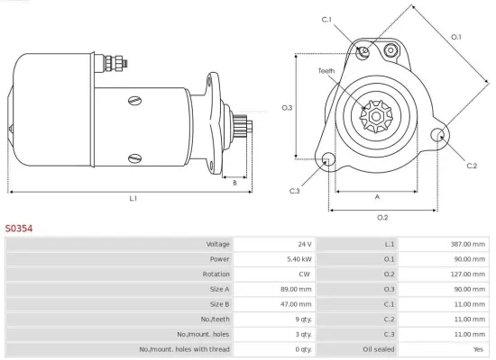 Starter 12 V 2,5 kW AS-PL S2042 Bild Starter 12 V 2,5 kW AS-PL S2042