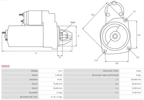 Starter 12 V 1,4 kW AS-PL S2023 Bild Starter 12 V 1,4 kW AS-PL S2023