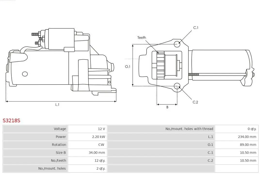 Starter 12 V 2,2 kW AS-PL S3218S Bild Starter 12 V 2,2 kW AS-PL S3218S