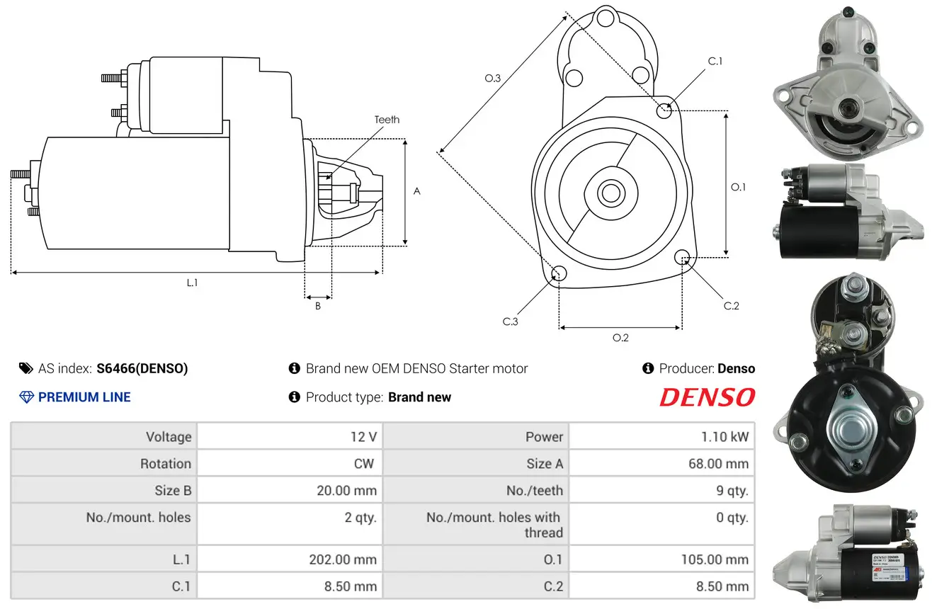 Starter 12 V 1,5 kW AS-PL S6487S