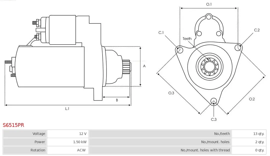 Starter 12 V 1,5 kW AS-PL S6515PR