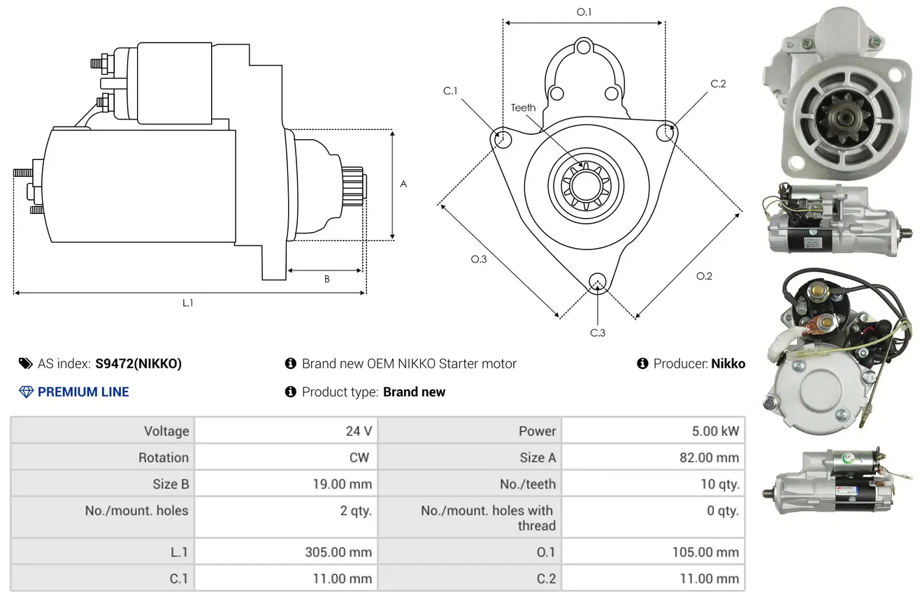 Starter 12 V 1,1 kW AS-PL S0100PR