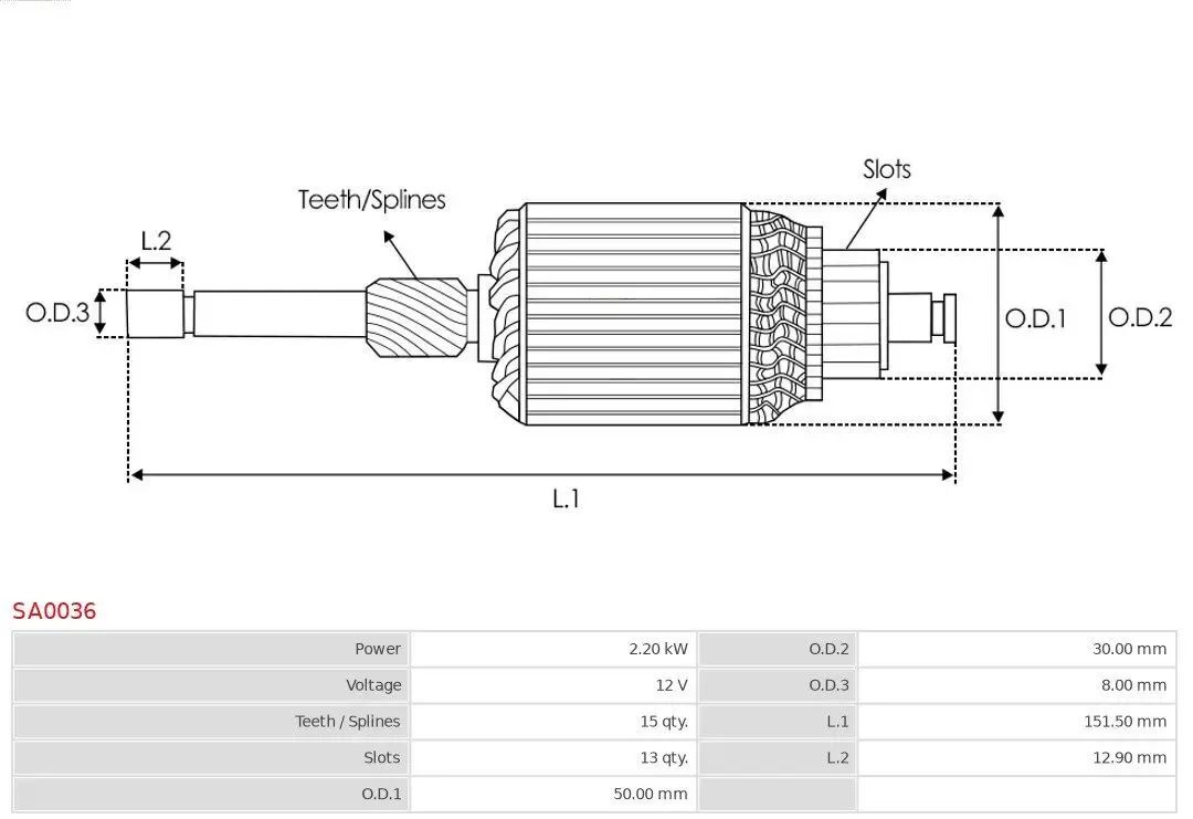 Anker, Starter 12 V 2,2 kW AS-PL SA0036 Bild Anker, Starter 12 V 2,2 kW AS-PL SA0036