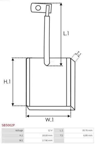 Kohlebürste, Starter 12 V AS-PL SB5002P Bild Kohlebürste, Starter 12 V AS-PL SB5002P