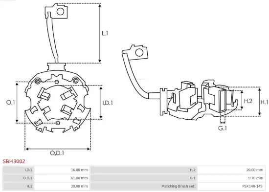 Halter, Kohlebürsten AS-PL SBH3002 Bild Halter, Kohlebürsten AS-PL SBH3002