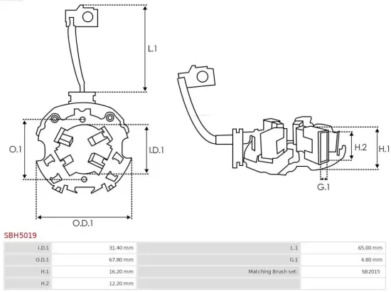 Halter, Kohlebürsten AS-PL SBH5019 Bild Halter, Kohlebürsten AS-PL SBH5019