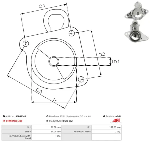Starter 12 V 0,95 kW AS-PL S5500(MITSUBISHI) Bild Starter 12 V 0,95 kW AS-PL S5500(MITSUBISHI)
