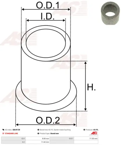 Buchse, Starterwelle AS-PL SBU9139 Bild Buchse, Starterwelle AS-PL SBU9139