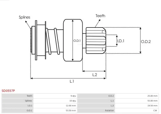 Freilaufgetriebe, Starter AS-PL SD0557P Bild Freilaufgetriebe, Starter AS-PL SD0557P