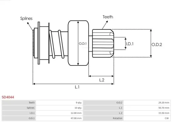 Freilaufgetriebe, Starter AS-PL SD4044 Bild Freilaufgetriebe, Starter AS-PL SD4044