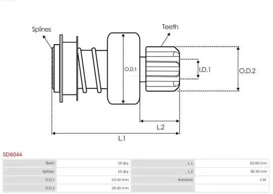 Freilaufgetriebe, Starter AS-PL SD6044 Bild Freilaufgetriebe, Starter AS-PL SD6044