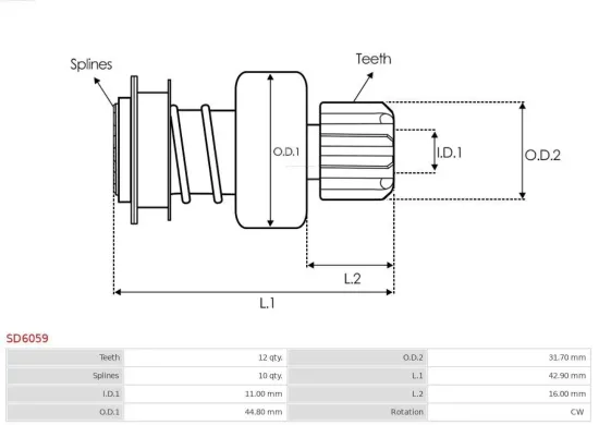 Freilaufgetriebe, Starter AS-PL SD6059 Bild Freilaufgetriebe, Starter AS-PL SD6059