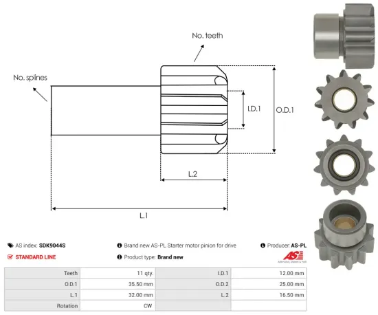 Starter 12 V 1,2 kW AS-PL S3064SR Bild Starter 12 V 1,2 kW AS-PL S3064SR