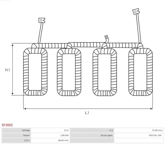 Erregerwicklung, Starter 12 V 1,8 kW AS-PL SF3002 Bild Erregerwicklung, Starter 12 V 1,8 kW AS-PL SF3002
