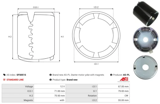 Starter 12 V 1,2 kW AS-PL S5438(MITSUBISHI) Bild Starter 12 V 1,2 kW AS-PL S5438(MITSUBISHI)