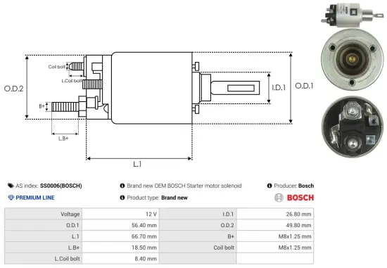 Magnetschalter, Starter 12 V AS-PL SS0006(BOSCH) Bild Magnetschalter, Starter 12 V AS-PL SS0006(BOSCH)
