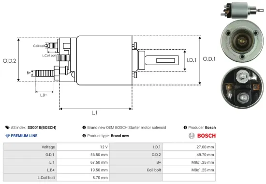 Magnetschalter, Starter 12 V AS-PL SS0010(BOSCH) Bild Magnetschalter, Starter 12 V AS-PL SS0010(BOSCH)