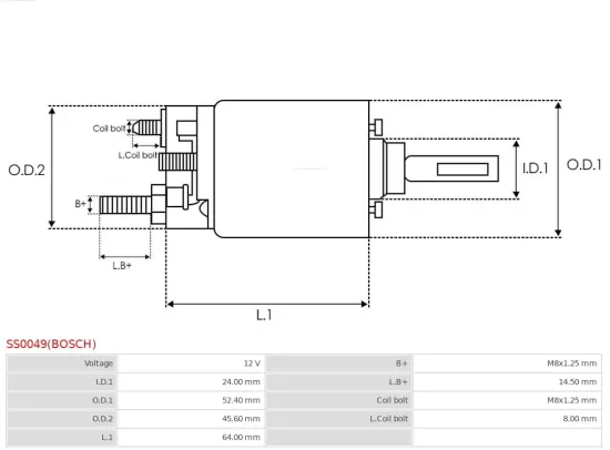 Magnetschalter, Starter 12 V AS-PL SS0049(BOSCH) Bild Magnetschalter, Starter 12 V AS-PL SS0049(BOSCH)