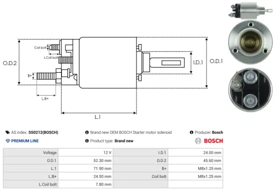 Magnetschalter, Starter 12 V AS-PL SS0212(BOSCH) Bild Magnetschalter, Starter 12 V AS-PL SS0212(BOSCH)
