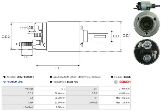 Magnetschalter, Starter 12 V AS-PL SS0219(BOSCH) Bild Magnetschalter, Starter 12 V AS-PL SS0219(BOSCH)