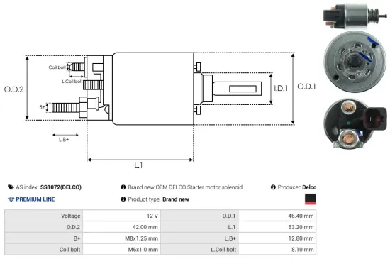Magnetschalter, Starter 12 V AS-PL SS1072(DELCO) Bild Magnetschalter, Starter 12 V AS-PL SS1072(DELCO)