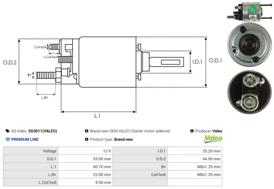 Magnetschalter, Starter 12 V AS-PL SS3011(VALEO) Bild Magnetschalter, Starter 12 V AS-PL SS3011(VALEO)