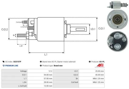 Magnetschalter, Starter 12 V AS-PL SS3157P Bild Magnetschalter, Starter 12 V AS-PL SS3157P