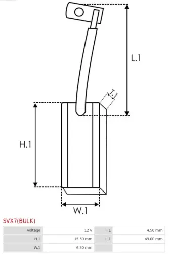 Kohlebürste, Generator 12 V AS-PL SVX7(BULK) Bild Kohlebürste, Generator 12 V AS-PL SVX7(BULK)