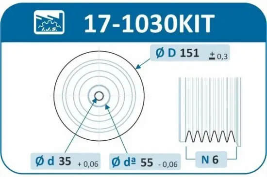 Riemenscheibensatz, Kurbelwelle IJS GROUP 17-1030KIT Bild Riemenscheibensatz, Kurbelwelle IJS GROUP 17-1030KIT