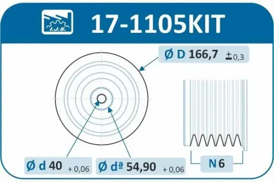 Riemenscheibensatz, Kurbelwelle IJS GROUP 17-1105KIT Bild Riemenscheibensatz, Kurbelwelle IJS GROUP 17-1105KIT