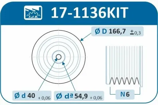 Riemenscheibensatz, Kurbelwelle IJS GROUP 17-1136KIT Bild Riemenscheibensatz, Kurbelwelle IJS GROUP 17-1136KIT