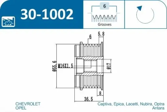Generatorfreilauf IJS GROUP 30-1002 Bild Generatorfreilauf IJS GROUP 30-1002
