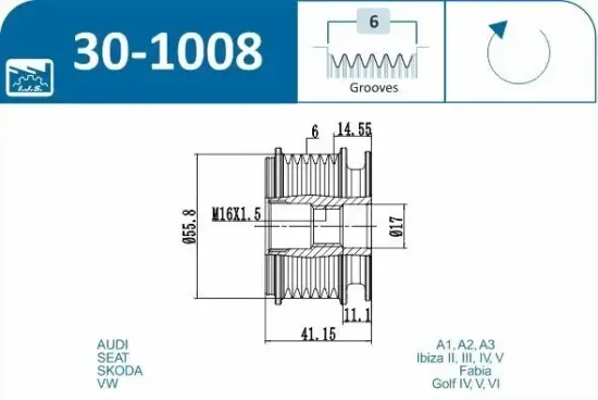 Generatorfreilauf IJS GROUP 30-1008 Bild Generatorfreilauf IJS GROUP 30-1008