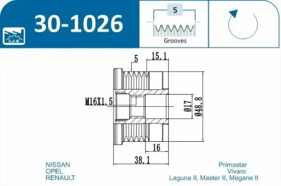 Generatorfreilauf IJS GROUP 30-1026 Bild Generatorfreilauf IJS GROUP 30-1026